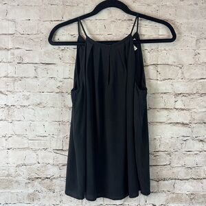 Joie Women's Small Black Caviar Anatase Silk Tank Top Cami Blouse Tie Neck Lined